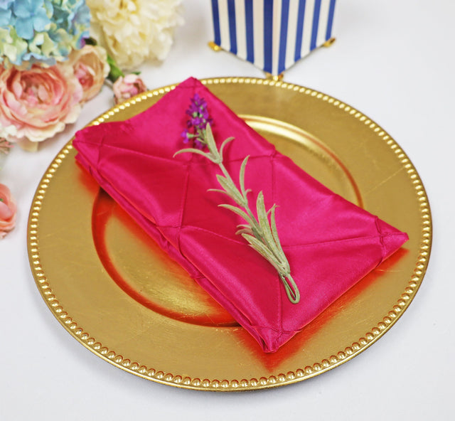 Pintuck Taffeta Cloth Dinner Napkins 20x20 Fuchsia