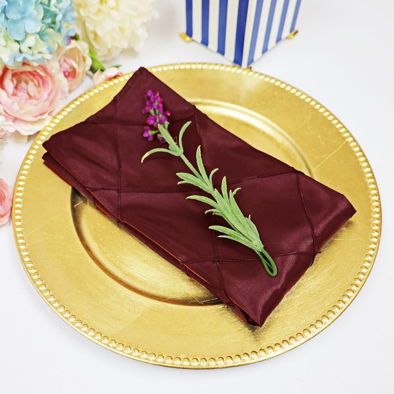Pintuck Taffeta Cloth Dinner Napkins 20x20 Burgundy