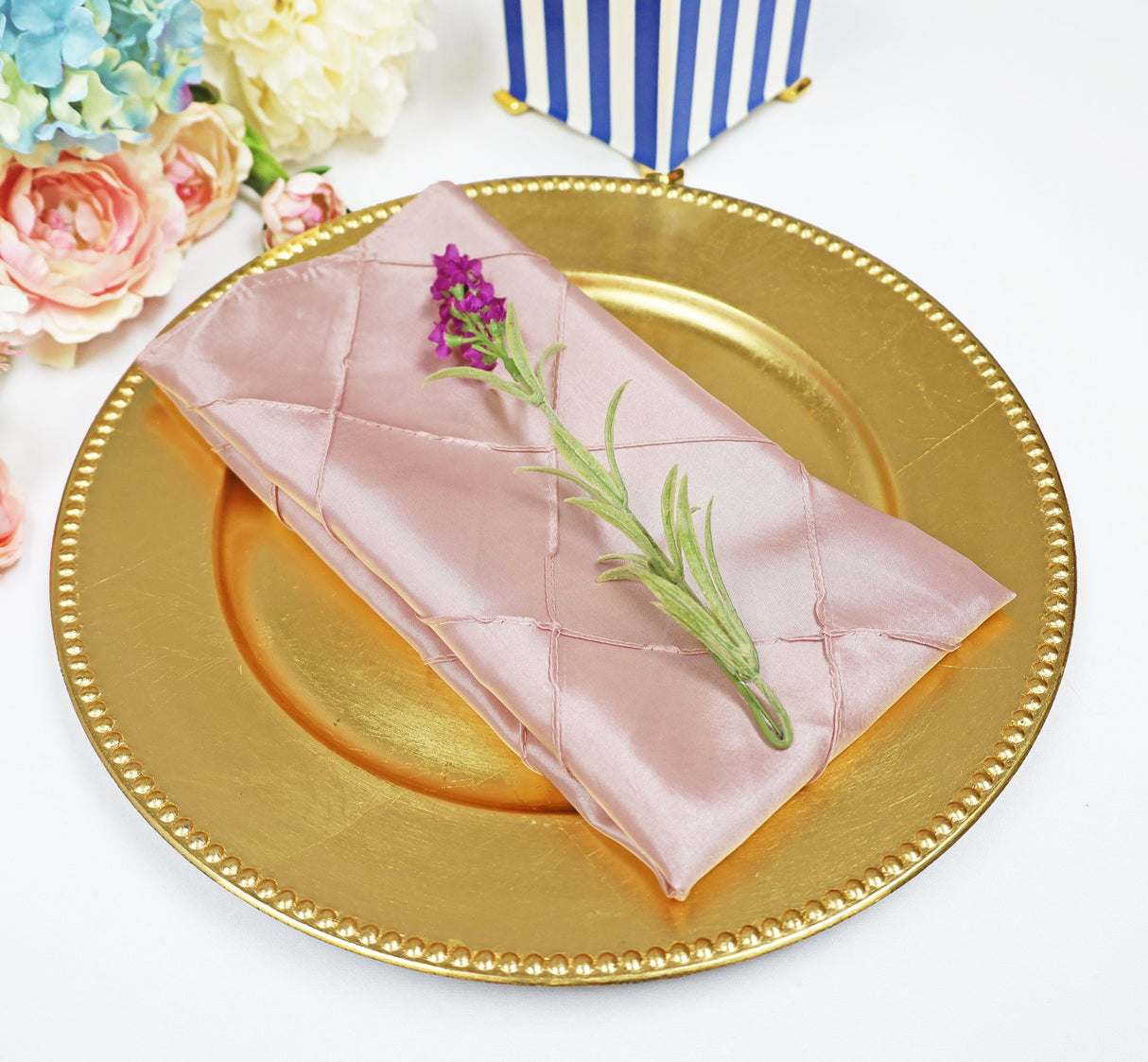 Pintuck Taffeta Dinner Napkin Sample 20x20 Blush Pink