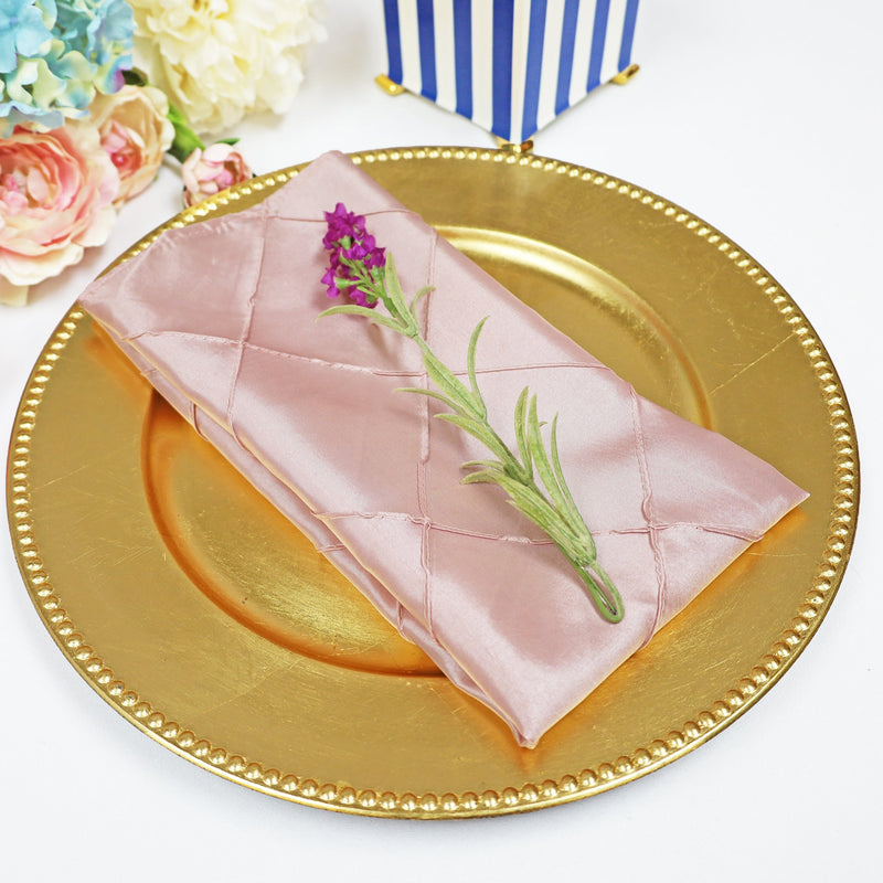 Pintuck Taffeta Cloth Dinner Napkins 20x20 Blush Pink/Rose Gold