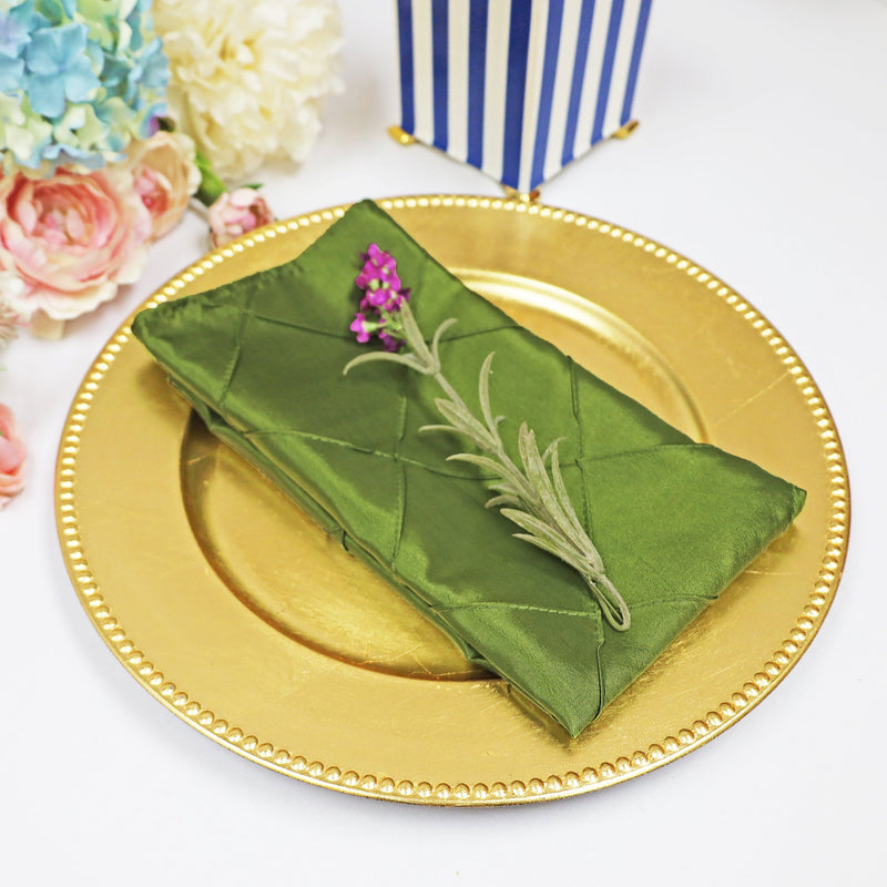 Pintuck Taffeta Cloth Dinner Napkins 20x20 Moss Green