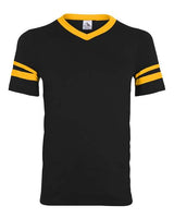 V-Neck Jersey with Striped Sleeves