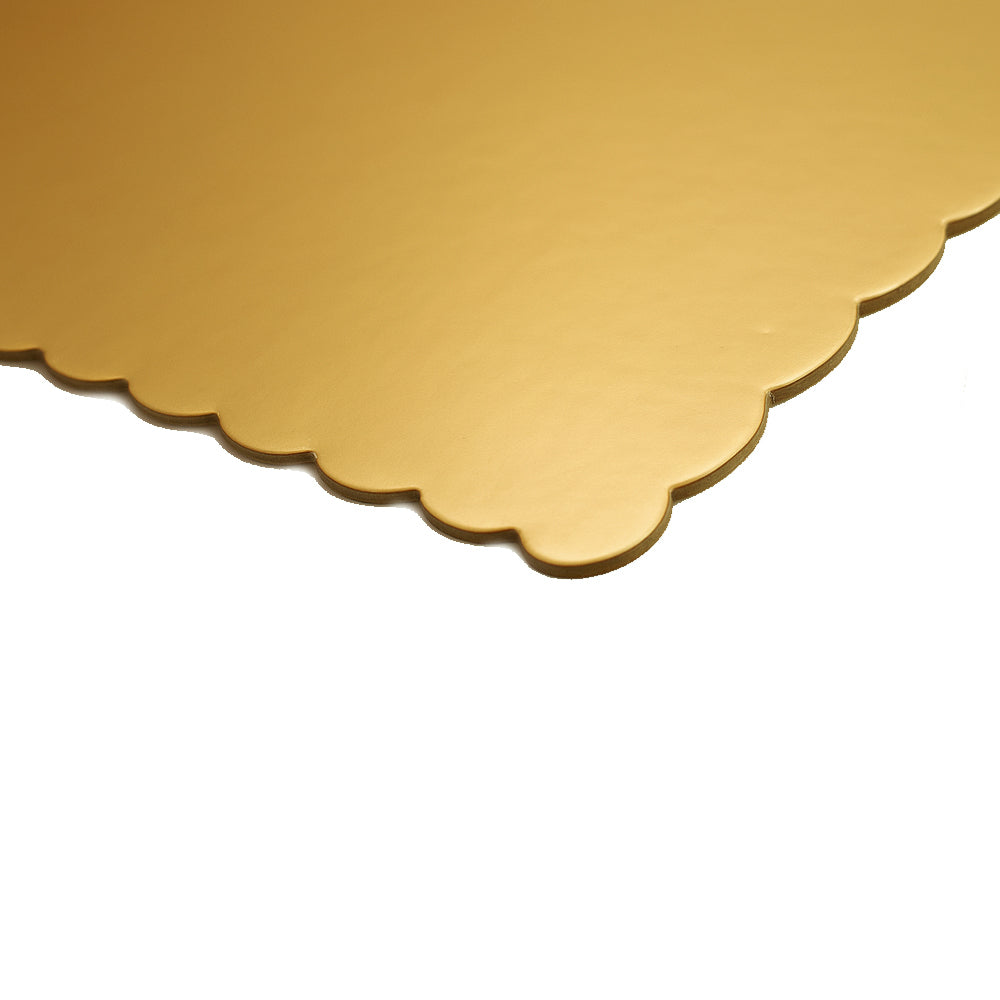 O'Creme Gold Scalloped Log Cake Board, 16.75" x 6.5" - Pack of 25