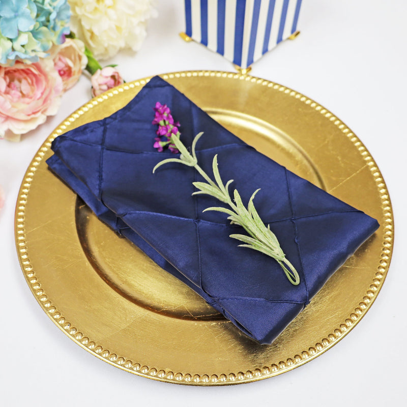 Pintuck Taffeta Dinner Napkin Sample 20x20 Navy Blue