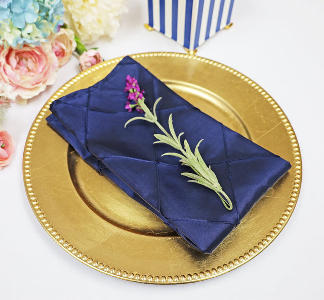 Pintuck Taffeta Dinner Napkin Sample 20x20 Navy Blue