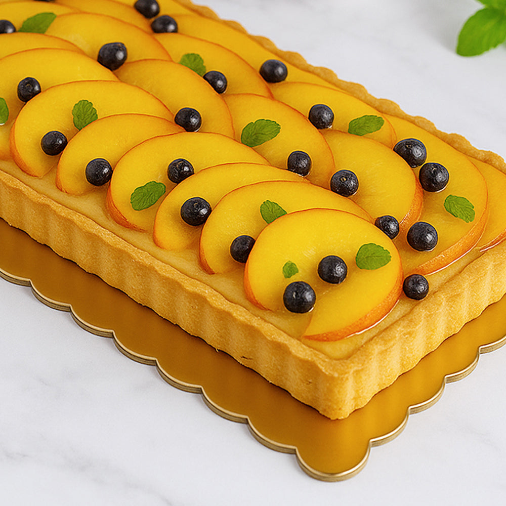 O'Creme Gold Scalloped Log Cake Board, 16.75" x 6.5" - Pack of 25