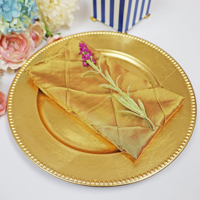 Pintuck Taffeta Cloth Dinner Napkins 20x20 Gold