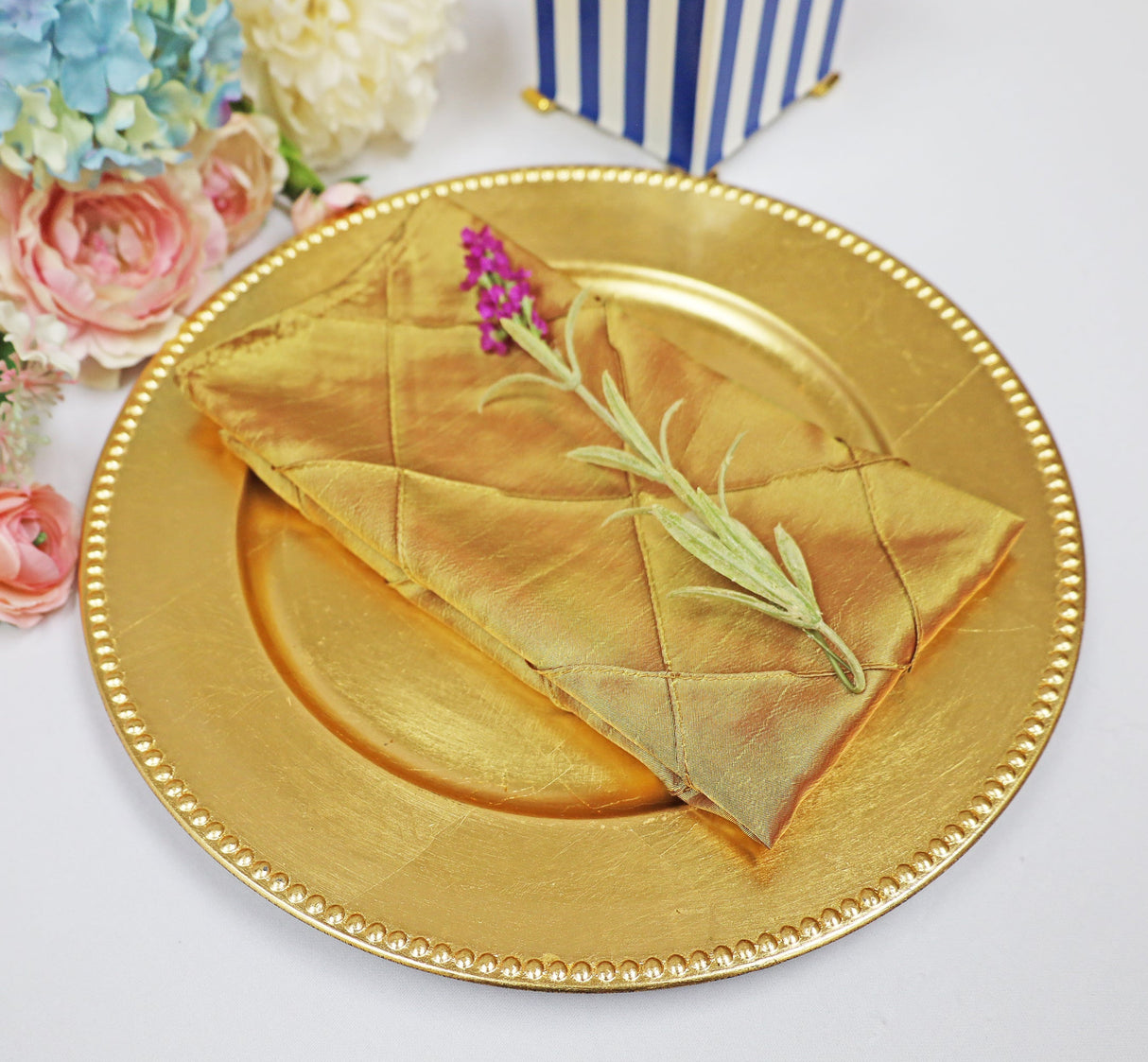 Pintuck Taffeta Cloth Dinner Napkins 20x20 Gold