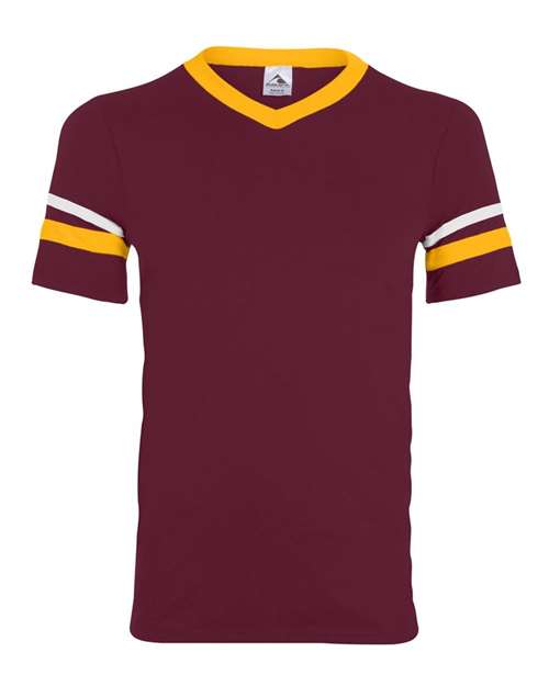 Augusta Sportswear V-Neck Jersey with Striped Sleeves