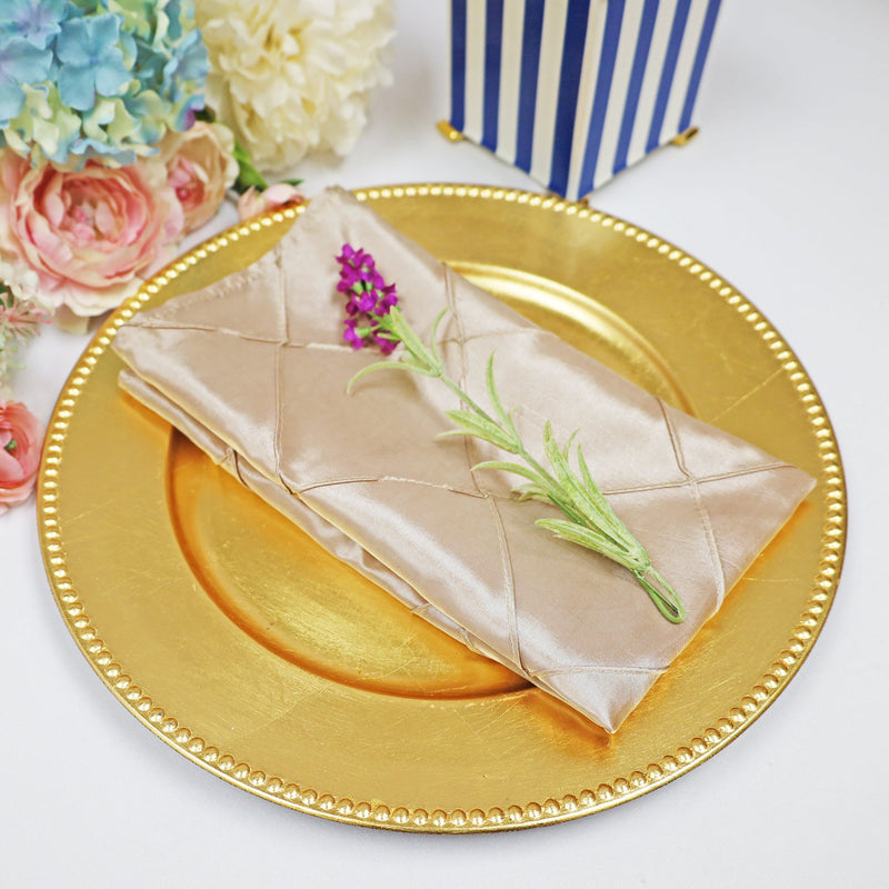 Pintuck Taffeta Cloth Dinner Napkins 20x20 Champagne