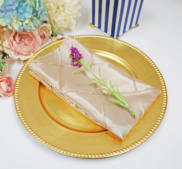 Pintuck Taffeta Dinner Napkin Sample 20x20 Champagne