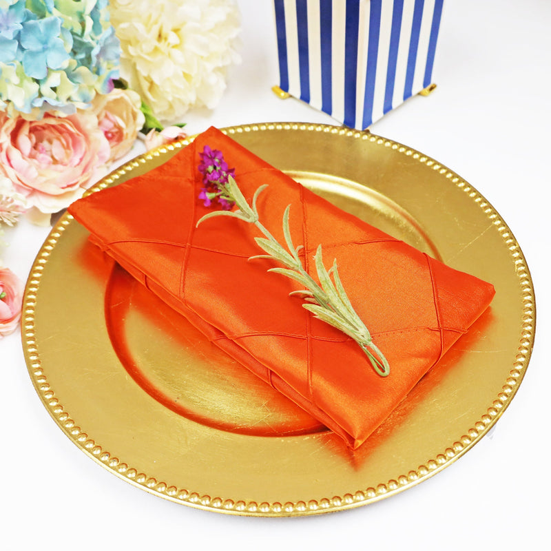 Pintuck Taffeta Dinner Napkins Orange 20x20