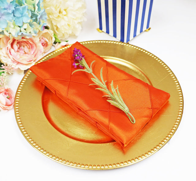 Pintuck Taffeta Dinner Napkins Orange 20x20