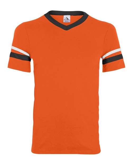 V-Neck Jersey with Striped Sleeves