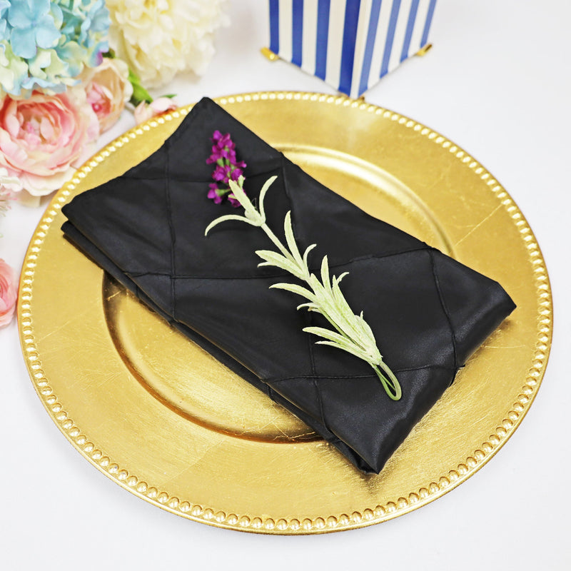 Pintuck Taffeta Cloth Dinner Napkins 20x20 Black
