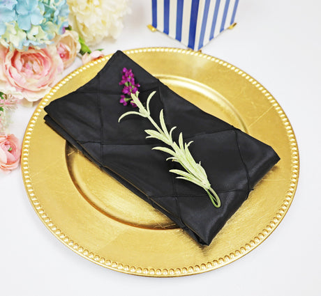 Pintuck Taffeta Cloth Dinner Napkins 20x20 Black