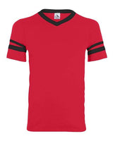 V-Neck Jersey with Striped Sleeves