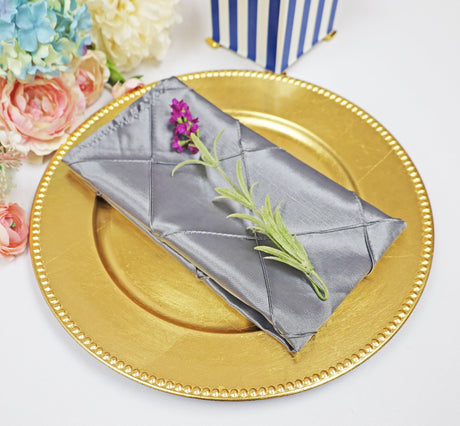 Pintuck Taffeta Cloth Dinner Napkins Silver 20x20