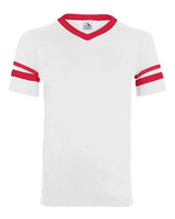 V-Neck Jersey with Striped Sleeves