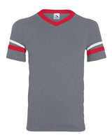 Youth V-Neck Jersey with Striped Sleeves