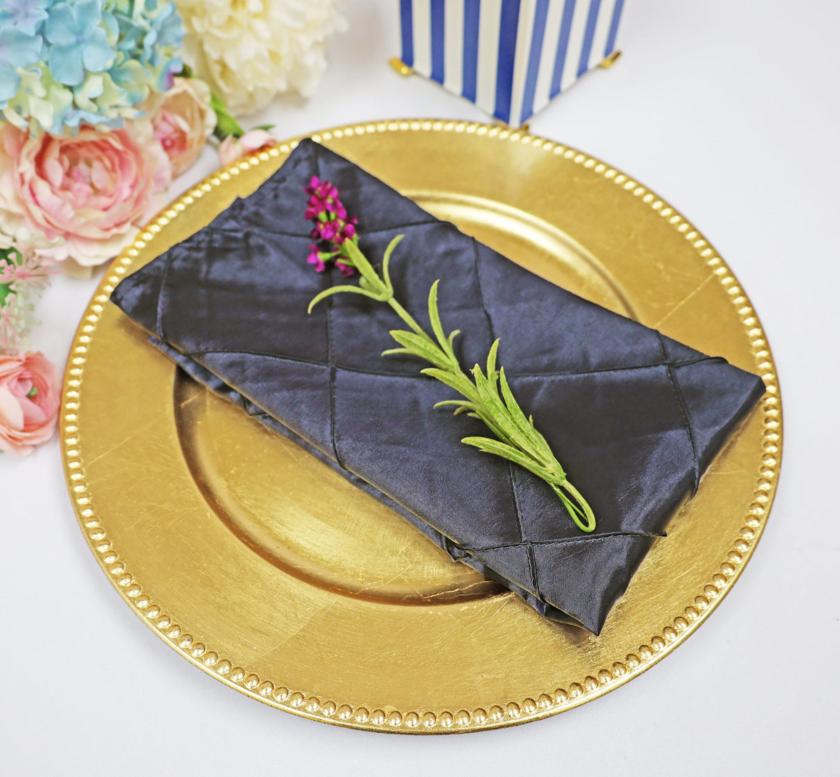 Pintuck Taffeta Cloth Dinner Napkins 20x20 Pewter/Charcoal