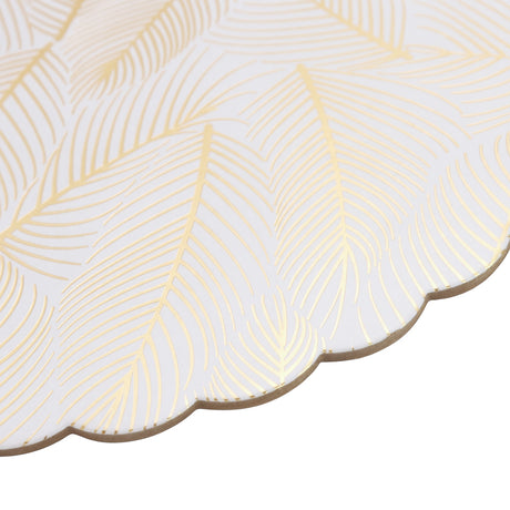 Gold Leaf Printed Round Scalloped Cake Board, 10" x 3/32" - Pack of 5