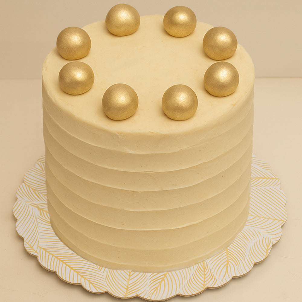 Gold Leaf Printed Round Scalloped Cake Board, 10" x 3/32" - Pack of 5
