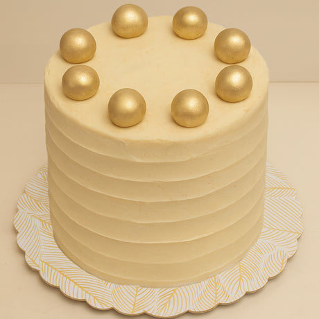 Gold Leaf Print Round Scalloped Cake Board, 10" x 3/32" - Pack of 25