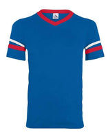 Youth V-Neck Jersey with Striped Sleeves