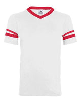 Youth V-Neck Jersey with Striped Sleeves