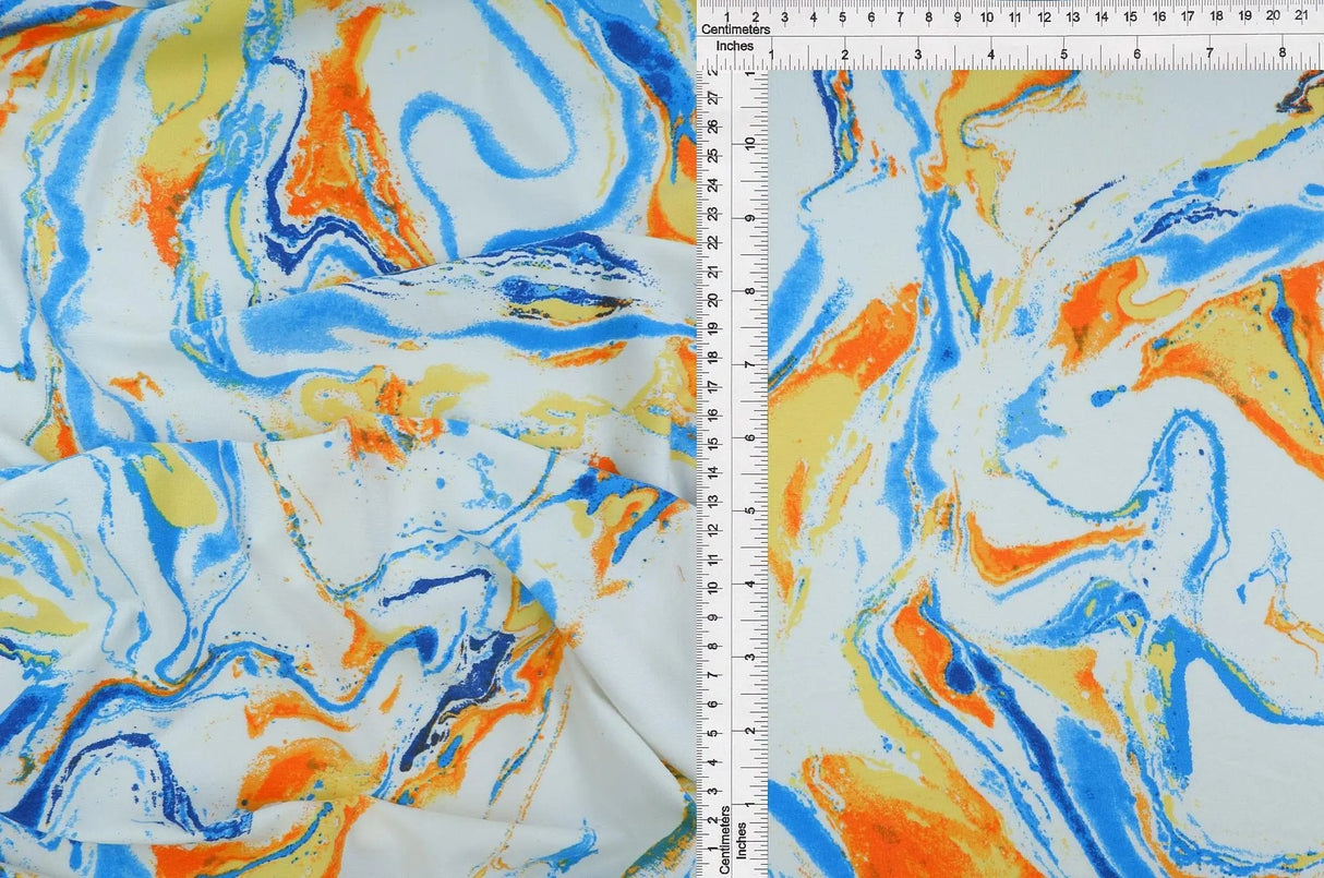DTY Brushed Marble Print Fabric Soft Lightweight Stretch Knit, 58/60" Wide