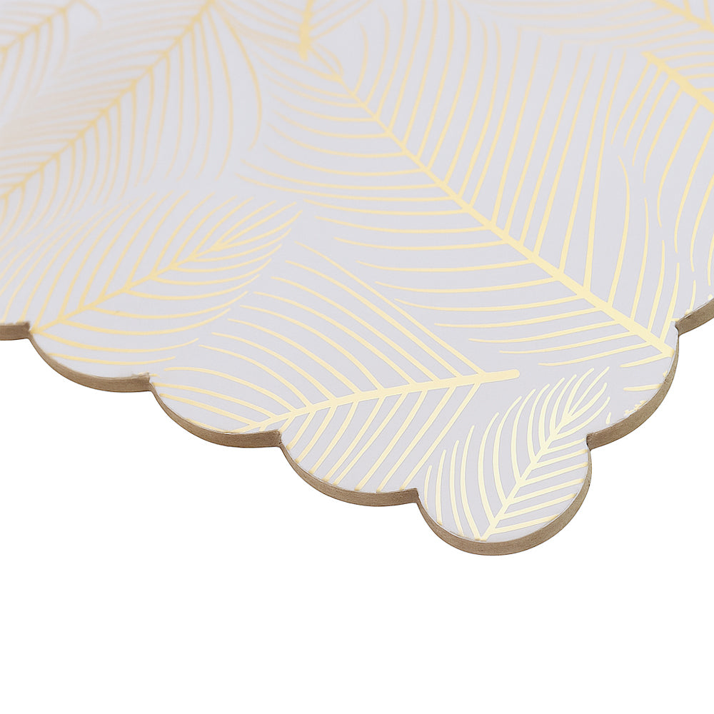Gold Leaf Print Scalloped Log Cake Board, 11.25" x 6" - Pack of 5