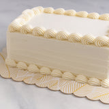 Gold Leaf Print Scalloped Log Cake Board, 11.25" x 6" - Pack of 25