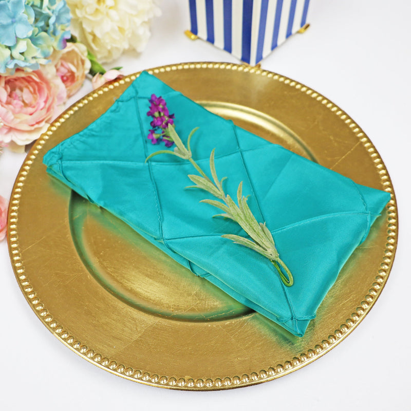 Pintuck Taffeta Cloth Dinner Napkins 20x20 Pool Blue
