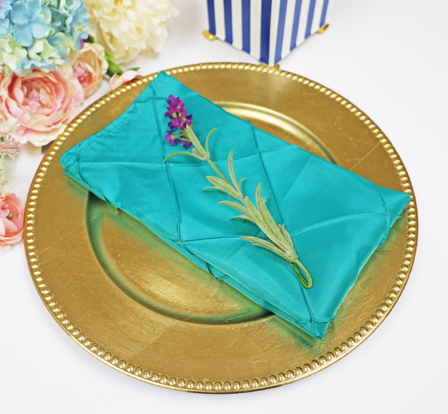 Pintuck Taffeta Cloth Dinner Napkins 20x20 Pool Blue