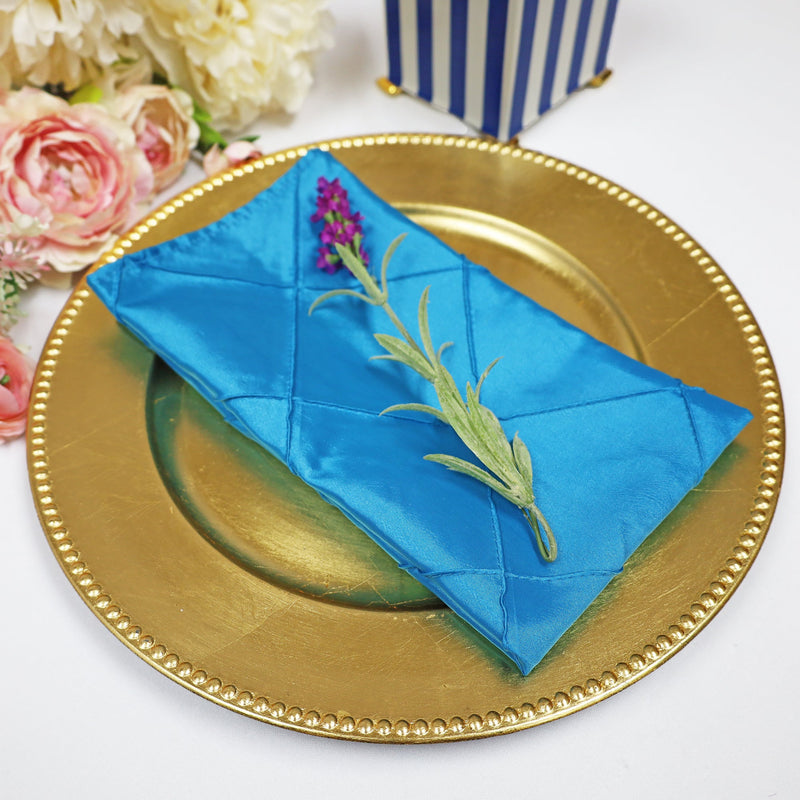 Pintuck Taffeta Dinner Napkins 20x20 Turquoise