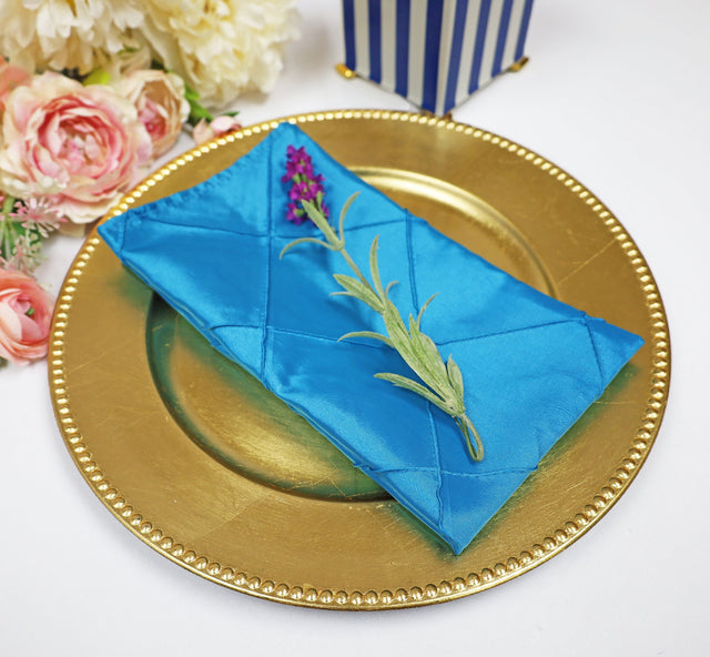 Pintuck Taffeta Dinner Napkins 20x20 Turquoise