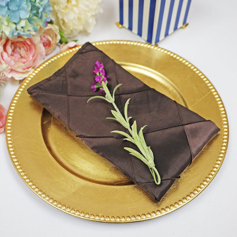 Pintuck Taffeta Cloth Dinner Napkins 20x20 Chocolate