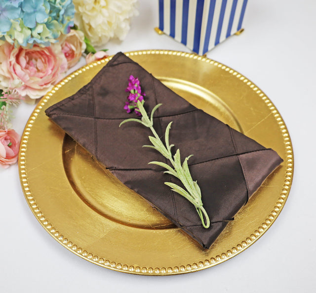 Pintuck Taffeta Cloth Dinner Napkins 20x20 Chocolate