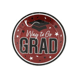 7 1/4" Red Way to Go Grad Disposable Paper Dessert Plates 25 Ct.