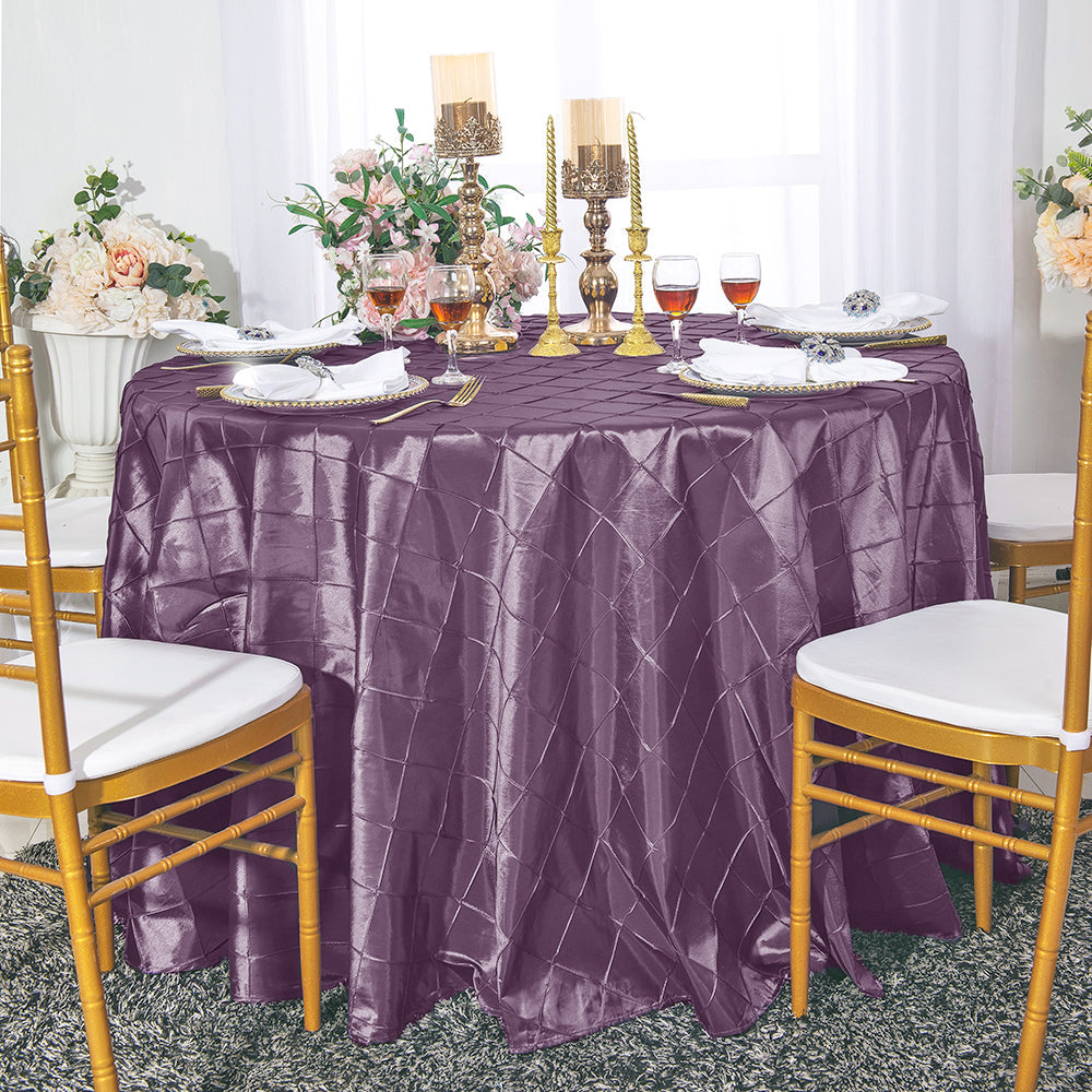 Round Pintuck Taffeta Tablecloth 132 Wisteria