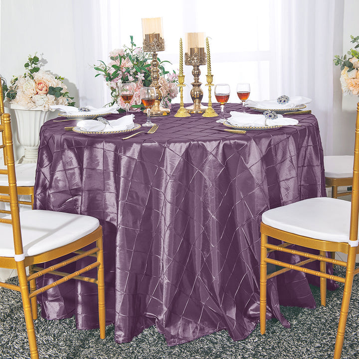 Luxury Round Pintuck Taffeta Tablecloth