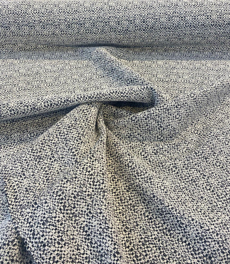Sandy Domino Soft Chenille Fabric - Beige Off White With Black Domino Pattern, 56" Width (1 Yard)