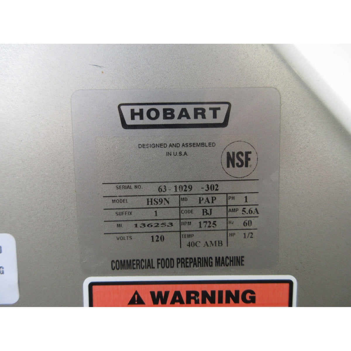 Hobart HS9N Automatic Meat Slicer, Used Excellent Condition
