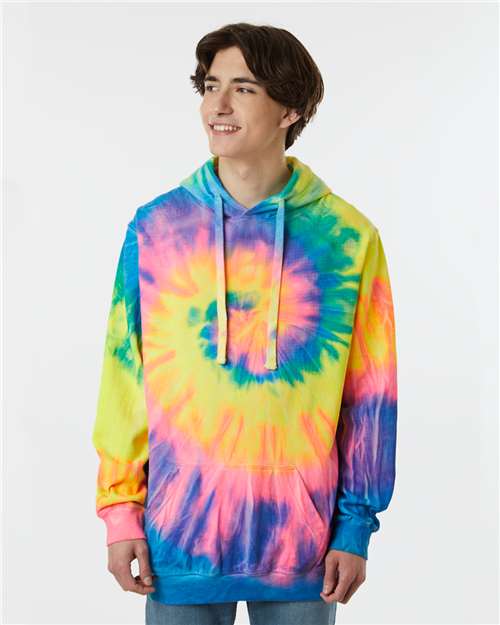 Multi-Color Spiral Tie-Dyed Hooded Sweatshirt