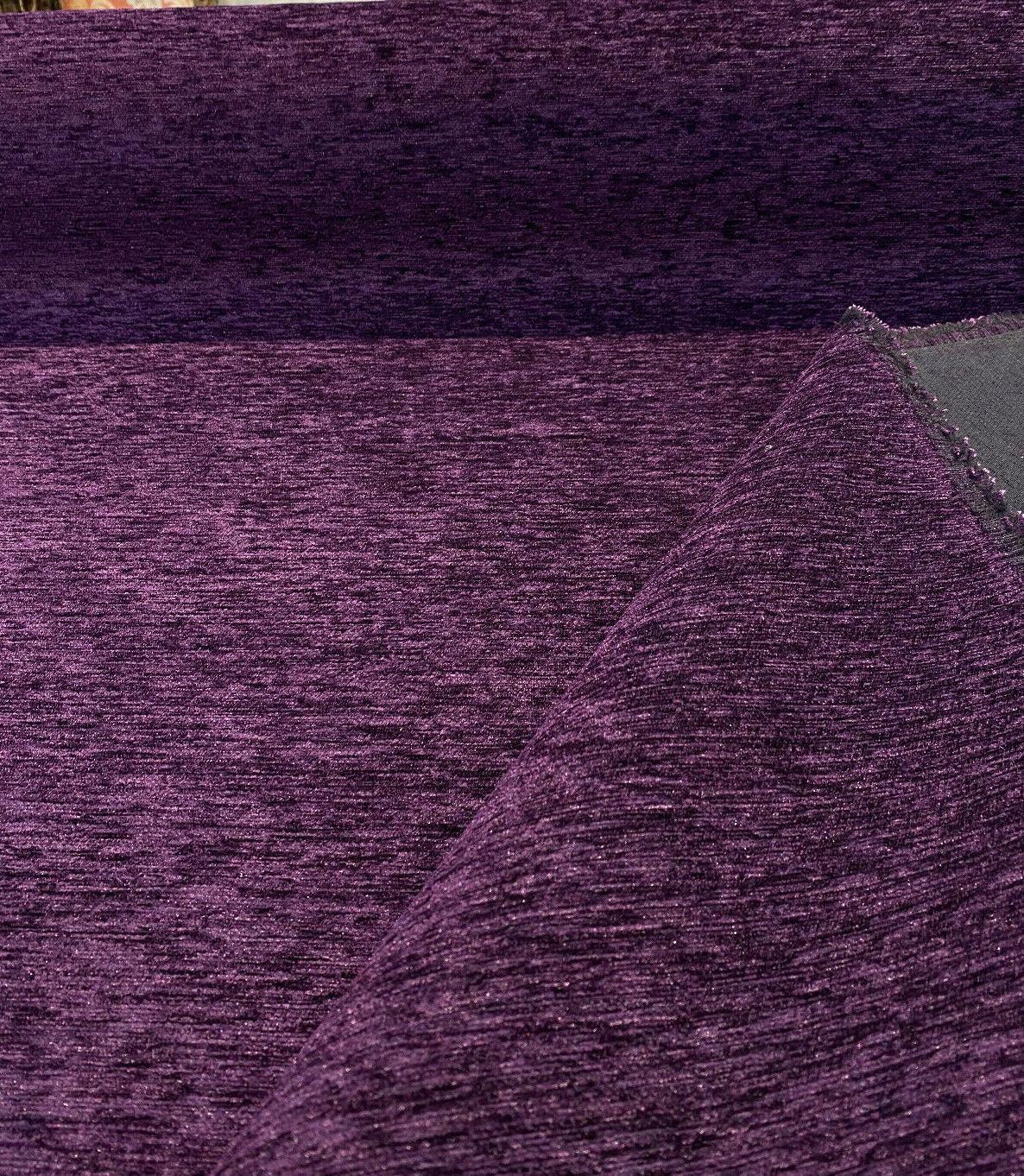 Purple Heavy Chenille Backed Solid Upholstery Fabric - Purple Solid, 56" Width (1 Yard)