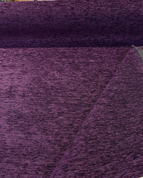 Purple Heavy Chenille Backed Solid Upholstery Fabric - Purple Solid, 56" Width (1 Yard)