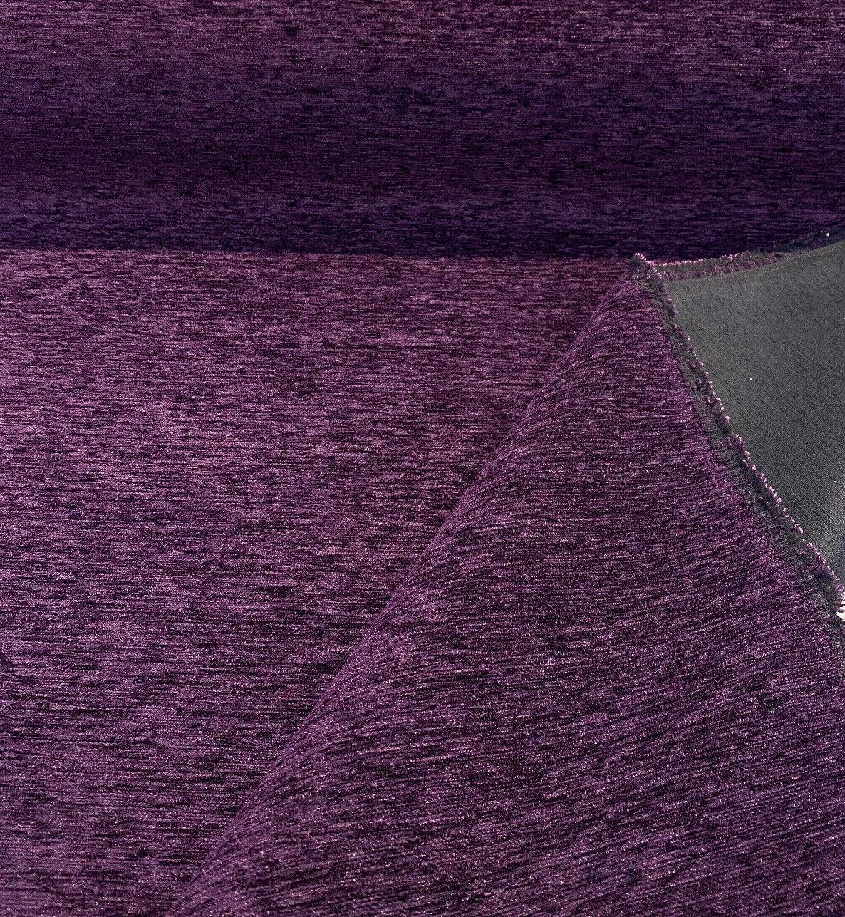 Purple Heavy Chenille Backed Solid Upholstery Fabric - Purple Solid, 56" Width (1 Yard)