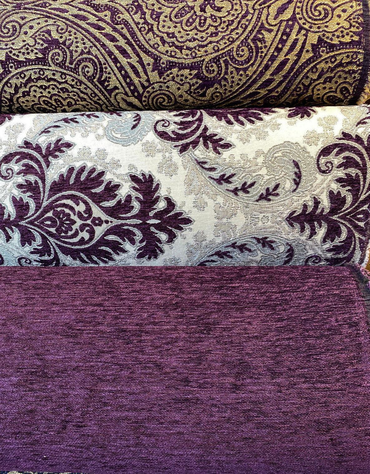 Purple Heavy Chenille Backed Solid Upholstery Fabric - Purple Solid, 56" Width (1 Yard)