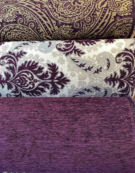 Purple Heavy Chenille Backed Solid Upholstery Fabric - Purple Solid, 56" Width (1 Yard)